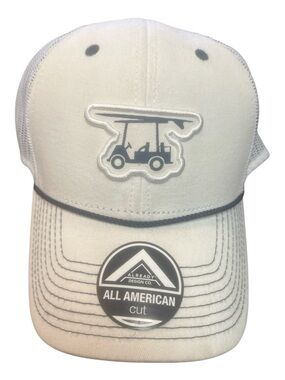 Cut White Baseball Cap - Golf Cart Patch